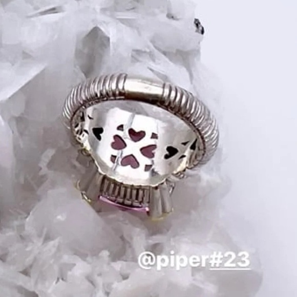 Judith Ripka Pink Crystal & Diamond JR TWO Sterling Silver 18K Fontaine Ring - 5 - Picture 13 of 14